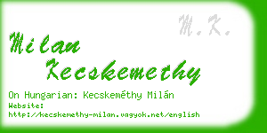 milan kecskemethy business card